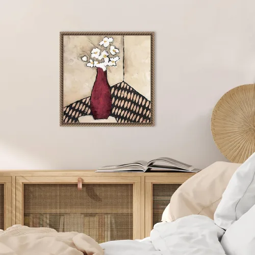 Miniatura 6 de Amanti Art Lienzo enmarcado para pared, florero rojo retro de 16 x 16 pulgadas, por Judi Bagnato, lienzo enmarcado para pared, obras de arte