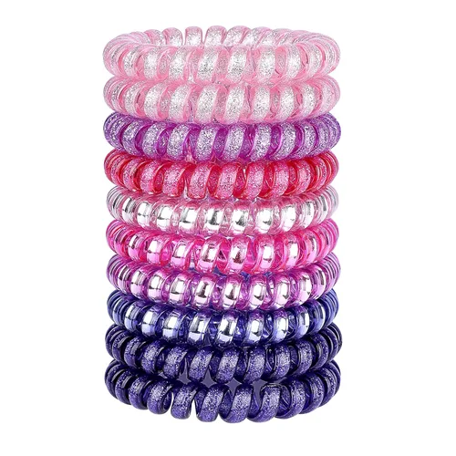 Miniatura 15 de JessLab Lazos para el cabello en espiral para mujeres, paquete de 10 sujetadores de cola de caballo sin rastro y sin daño, bandas para el cabello