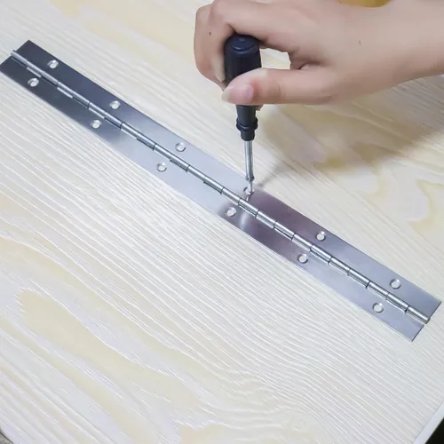 Miniatura 3 de Bisagra de piano de acero inoxidable de 12 pulgadas resistente con 48 tornillos para armarios, barcos, puertas marinas, caja de almacenamiento