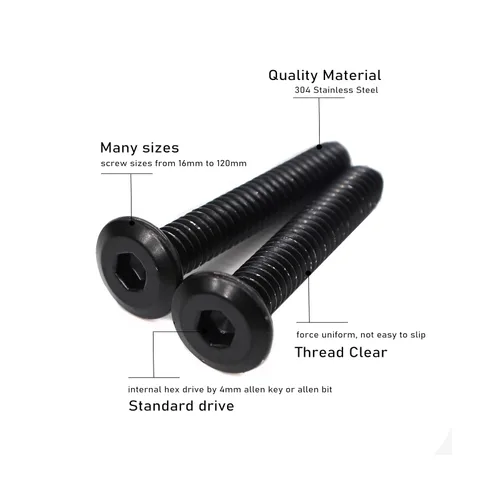 Miniatura 3 de 20pcs M6 x 0.591 in Remache Negro Avellanado Socket Cap Allen Tornillos Remache Tornillos Muebles Conexión 304 Acero Inoxidable