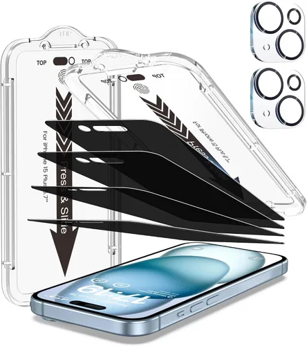 Miniatura 11 de EZ-GLAZ - Paquete de 4 + 2 protectores de pantalla de privacidad para iPhone 13 [6.1 pulgadas] con protector de lente de cámara