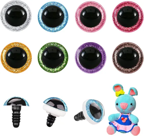 MUCUNNIA 120 piezas 12 mm Ojos de seguridad para Amigurumi Ojos de plástico brillantes para ganchillo con arandelas Ojos de ganchillo para
