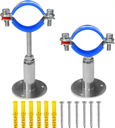 Soportes de tubería de montaje en techo para montaje en pared, abrazaderas de tubo ajustables, perchas, acero inoxidable 304, 2 piezas adecuadas