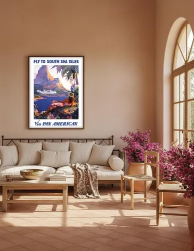 Miniatura 5 de Fly to South Seas Isles via Pan American Airways (PAA) Hawaii - Póster vintage de viaje de aerolínea por Paul George Lawler c.1940s - Impresión