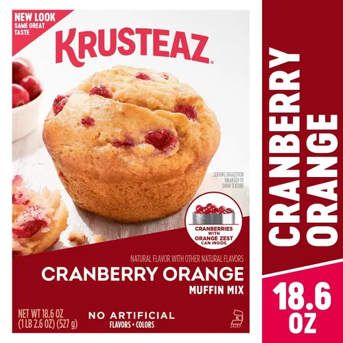 Miniatura 5 de Krusteaz Paquete Variado, Mezcla de Muffin con Remolino de Canela y Migas (21 oz), Mezcla de Muffin de Arándano Rojo y Naranja (18.6 oz), Mezcla