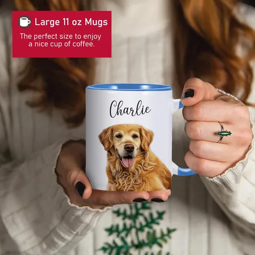 Miniatura 3 de Taza de café de cerámica personalizada de 11 onzas para perros, papá y amantes, incluye foto de mascota y nombre