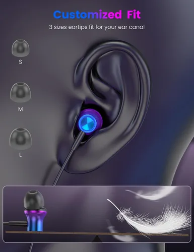 Miniatura 6 de iMangoo Diseño para auriculares con cable certificados MFi de Apple para audífonos Lightning, auriculares de alambre magnético con cable