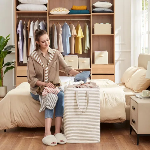 Miniatura 8 de Lifewit Paquete de 2 Cestas de Ropa Grandes Plegables, Cestas de Lavandería Independientes Impermeables con Asas de Fácil Transporte para Cuarto