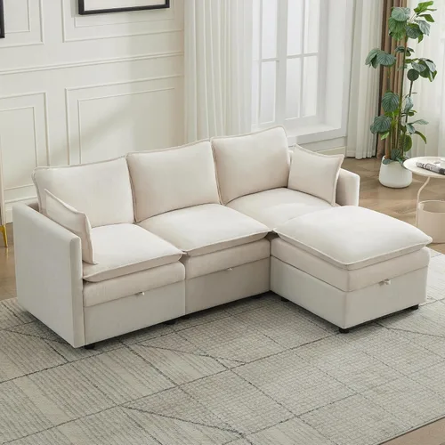 Miniatura 45 de Otomana cuadrada grande de 27 pulgadas con almacenamiento, reposapiés tapizado moderno con patas antideslizantes para sofá, mesa de café, sala