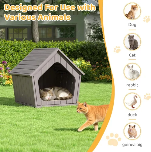 Miniatura 4 de Casa para gatos al aire libre, resistente a la intemperie, con garra, para gatos interiores y exteriores, resistente a la intemperie, material Café