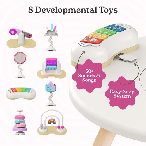 Miniatura 5 de Little Acorn, Centro de actividades para bebés 4 en 1 Diseño inspirado en Montessori 8 juguetes interactivos Tiempo boca abajo, Exersaucer