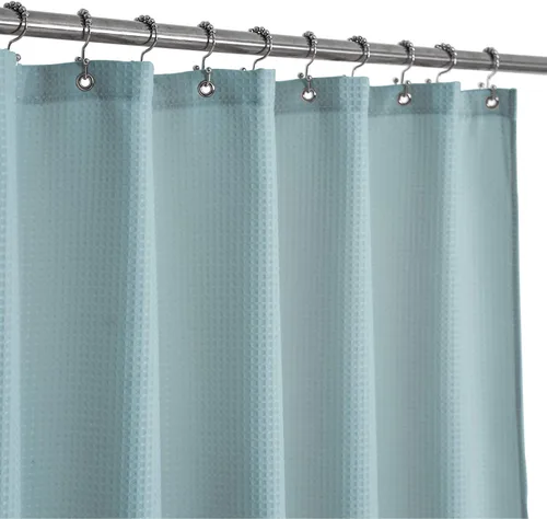 Miniatura 23 de Barossa Design Cortina de ducha blanca con tejido gofre, calidad de lujo, cortinas de ducha de tela para baño, tela con patrón de piqué, repelente