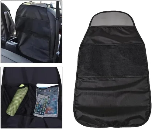 Miniatura 5 de 2 protectores de asiento trasero de automóvil, organizador antipatadas con 2 bolsillos para suministros de juguetes de bebé, asiento de automóvil