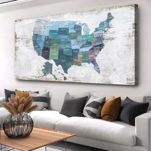 Miniatura 9 de Mapa de los Estados Unidos para decoración de pared, mapa de los Estados Unidos, arte de pared para decoración de pared, fondo de madera, US Map