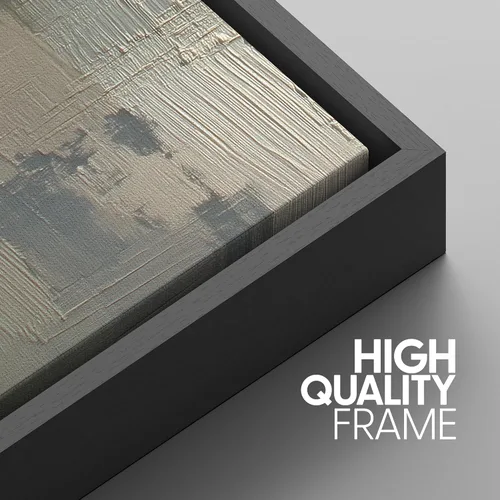 Miniatura 653 de SIGNWIN Lienzo enmarcado para pared, arte con pinceladas de flujo neutro en tonos beige abstractos, ilustraciones, arte moderno, decorativo