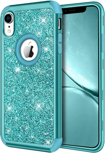 Miniatura 19 de Hython Compatible con Funda para iPhone XR, Protector Defensor de Cuerpo Completo de Servicio Pesado con Purpurina Brillante Reluciente, Carcasa