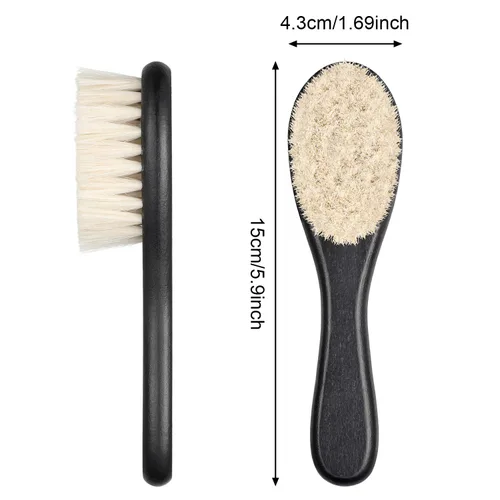 Miniatura 4 de Juego de 4 cepillos de peluquero con mango de madera de fibra natural, cepillo para peinar barba, plumero de cuello y cepillo de limpieza