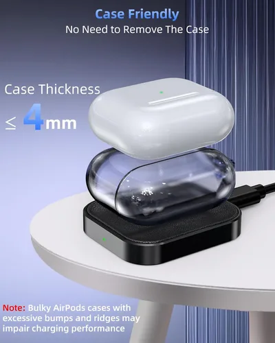 Miniatura 8 de para Cargador de Airpod, Cargador Inalámbrico Diseñado para Airpods 4(ANC)/3ra/2da Gen, para Nuevo AirPod Pro 3 (2025)/ 2da Gen, Auriculares Negro