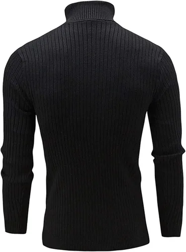 Miniatura 2 de QZH.DUAO - Suéteres informales de cuello alto para hombre, diseño entallado de punto trenzado, manga larga, sin botones