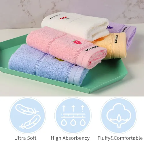 Miniatura 3 de Toallas faciales 100% de algodón para niños, toallas de mano y toallas para los dedos para baño, juego de toallas bordadas con bonito