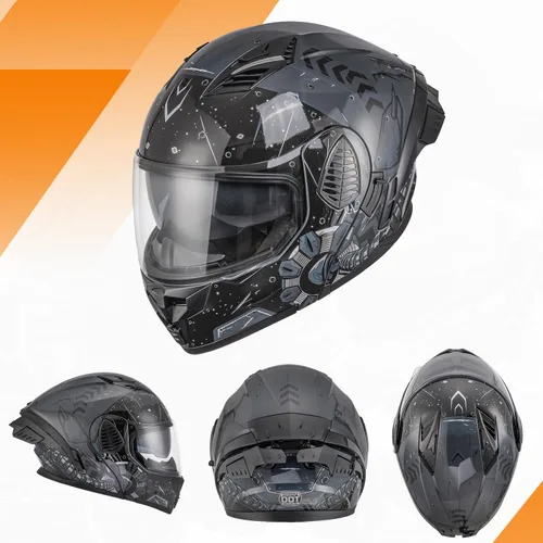 Miniatura 2 de OUMURS Cascos modulares de motocicleta de cara completa abatible, casco de motocicleta para bicicleta de calle, unisex, modelo 167 para adultos