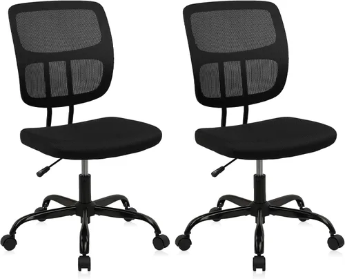 CLATINA Silla de oficina en casa, sin brazos con ruedas, silla de escritorio pequeña de altura ajustable, sillas giratorias de trabajo de malla