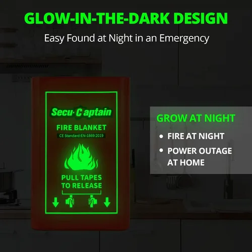 Miniatura 2 de SecuCaptain Manta de emergencia contra incendios para el hogar y la cocina, 40 x 40 pulgadas, para supresión de llamas, de fibra de vidrio