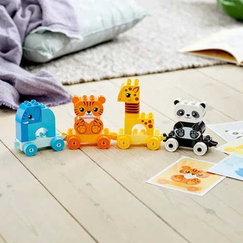Miniatura 7 de LEGO DUPLO My First Animal Train 10955, juguetes para niños pequeños y niños de 1.5 a 3 años con figuras de elefante, tigre, panda y jirafa, juguete