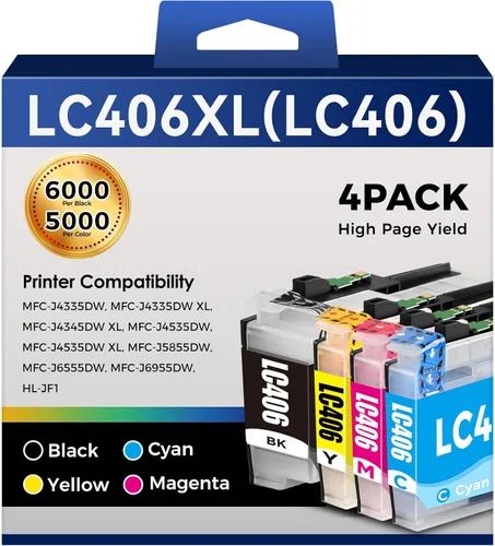 MFC-J4335DW LC406 LC406XL Cartuchos de tinta para impresora Brother LC 406 XL 406XL para MFC-J4335DW MFC-J5855DW MFC-J6555DW MFC-J4535DW MFC-J6955DW