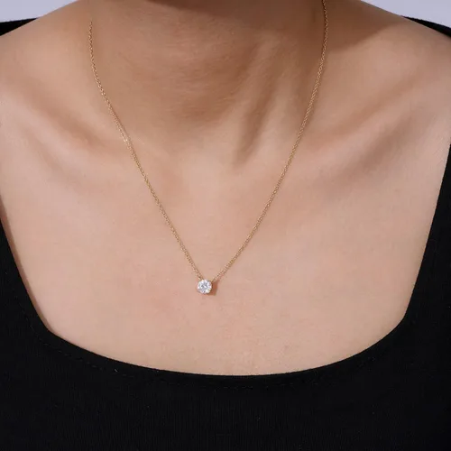 Miniatura 2 de Tienda Collection Sterling Silver Solitaire Pendant Necklace with Round Cut Infinite Elements Cubic Zirconia Round Solitaire Pendant