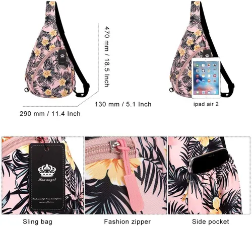 Miniatura 3 de HUA ANGEL - Mochila cruzada con correa para el hombro para hombres y mujeres, ligera, impermeable, bolsa para el pecho y el hombro para viajes