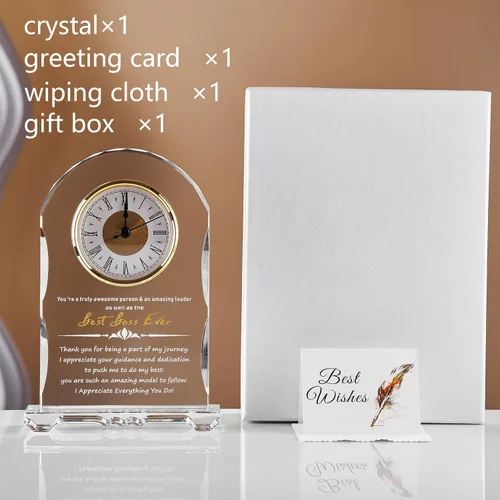 Miniatura 8 de Reloj de Cristal Significativo para Jubilación, Regalos para Mujeres y Hombres, Mejor Jefe de Todos, Feliz Reloj de Jubilación Placa de Regalo