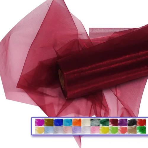 Miniatura 8 de Rollos de tela de tul de organza, organza cristal de 12" por 50 yardas (150 pies), carrete de malla de nailon transparente sedoso y brillante