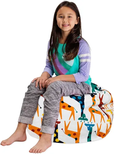 Miniatura 3 de Posh Creations Funda de puf para niños con almacenamiento de animales de peluche, silla de puf con organizador de juguetes para niños, mediano-27