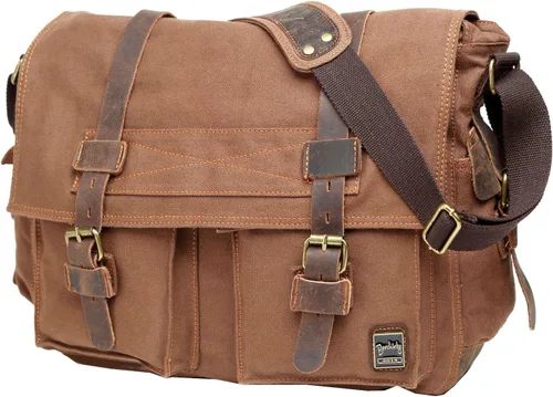 Miniatura 11 de Bolso de hombro para hombres, bolso mensajero de lienzo militar clásico de Berchirly, de 13.3–17.3 pulgadas, de regreso a la escuela