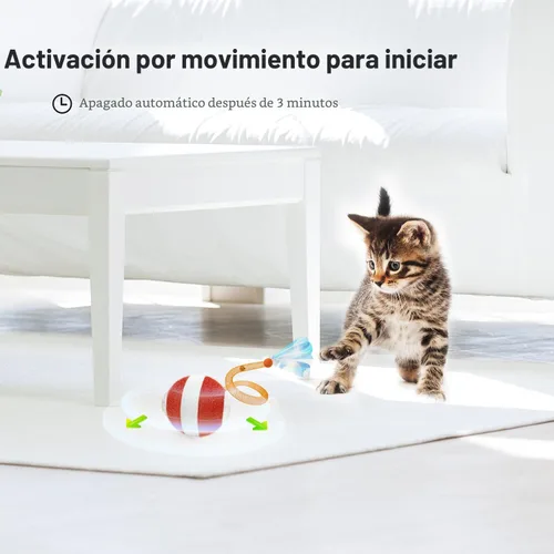 Miniatura 5 de Jkanti Juguetes interactivos para gatos de interior, bola de gato ágil en movimiento de tercera generación con cola de malla elástica, juguetes