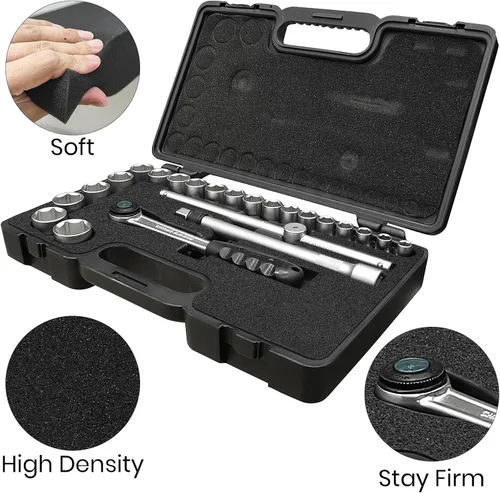 Miniatura 3 de 3 piezas de insertos de espuma de 16 x 12 x 2 pulgadas para estuches, espuma de poliuretano, hojas de espuma negra para embalaje, acolchado de 2
