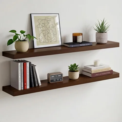 Miniatura 45 de Homeforia Estante flotante blanco de 48 pulgadas, estantes flotantes de madera maciza de alta gama de 48 pulgadas de largo para montaje en pared