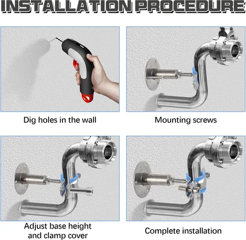 Miniatura 5 de Yaocom 12 piezas de soportes de tubo para montaje en pared y techo, de acero inoxidable 304, adecuados para diámetro exterior de 3/4" (25-28 mm)