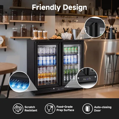 Miniatura 3 de BODEGA COOLER - Enfriador de barra trasera de 2 puertas, refrigerador comercial de bebidas de 7.4 pies cúbicos, refrigerador de bebidas debajo