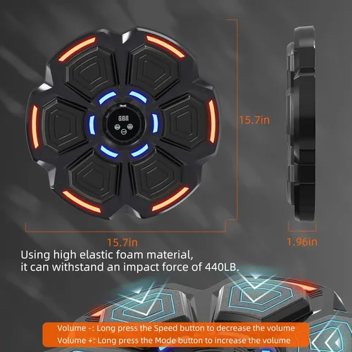 Miniatura 7 de Máquina de Boxeo con Música para Adultos - 9 Modos y 9 Velocidades, Máquina de Boxeo con Música Bluetooth con Guantes, Equipo de Entrenamiento