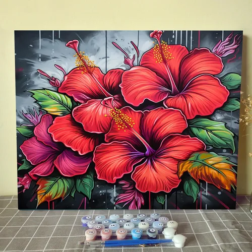 Miniatura 12 de Pintura al óleo de flor de loto por números, lirio de agua, kit de pintura acrílica para niños, adultos, principiantes, garabatos, graffiti