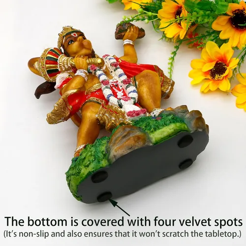 Miniatura 4 de alikiki Estatua de Hanuman volador de Dios hindú – 9.2 pulgadas de alto Jayanti Murti Pooja Diwali regalo para amigo indio, familia, altar puja