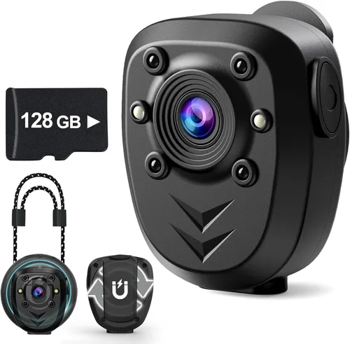 Miniatura 7 de Mini Cámara de Cuerpo Grabadora de Video con Tarjeta de Memoria Integrada de 128GB con Visión Nocturna IR y Grabación en Bucle HD 1080P, Vida