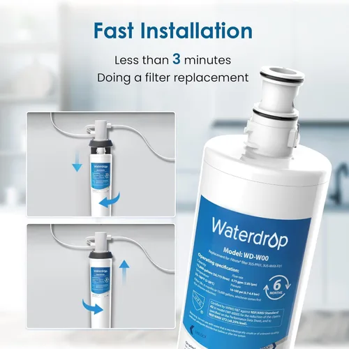 Miniatura 6 de Waterdrop 3US-PF01 filtro de agua para debajo del fregadero, repuesto para Advanced 3US-PF01, 3US-MAX-F01, 3US-PS01, 3US-MAX-S01, Aqua-Pure