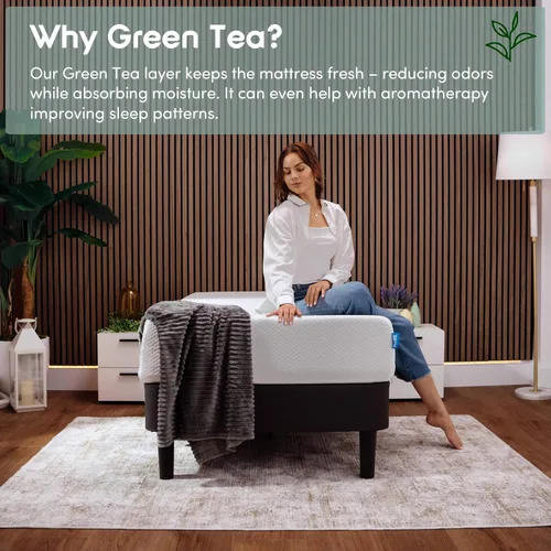 Miniatura 3 de Nestl Green Tea Mattress - Colchón refrescante de espuma viscoelástica de grafito, cama de apoyo para alivio de presión sin fibra de vidrio en una