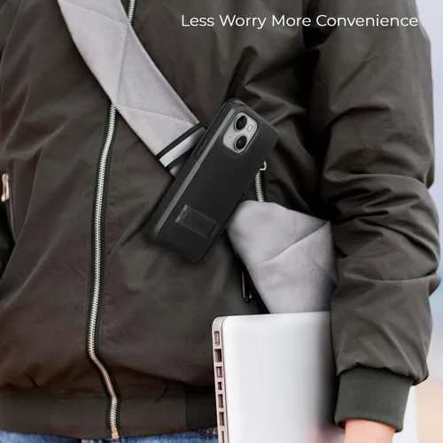 Miniatura 9 de MOTIVE Funda para iPhone 15 con clip para cinturón, magnética compatible con MagSafe, combo de funda de carcasa a prueba de golpes, funda para Negro