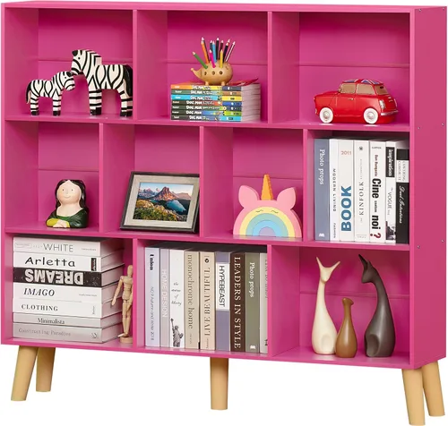 Miniatura 47 de LEYAOYAO Estantería de 5 cubos de 3 niveles con patas, estante negro menta para libros para niños, bonito organizador de almacenamiento, estantes