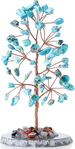 Miniatura 8 de DUQGUHO Árbol de cristal de cuarzo rosa, decoración rosa de cristal curativo, decoración de árbol de piedra preciosa de reiki de la suerte, regalos