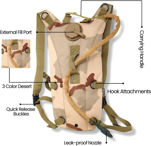 Miniatura 5 de M MCGUIRE GEAR Hydration Backpack, with 3L/100 oz. Hydration Pack, Water-Resistant Nylon Hiking Pack with Water Bladder for Running, Cycling, and